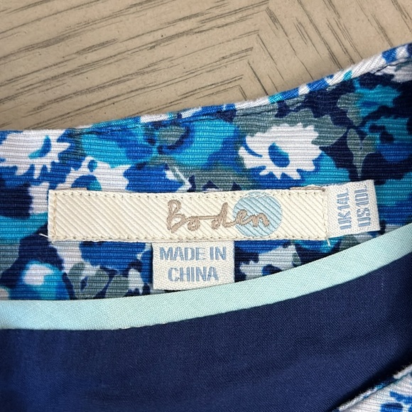 Boden Blue Floral Sheath Dress - 10L - Picture 3 of 5